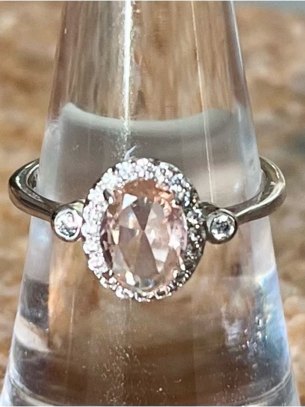 BP RETRO RBP2150 Peach Quartz on Rhodium Ring HTF